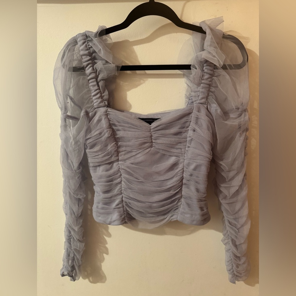 French Connection Edrea Lavender Tulle Blouse Size Small NWOT 💜